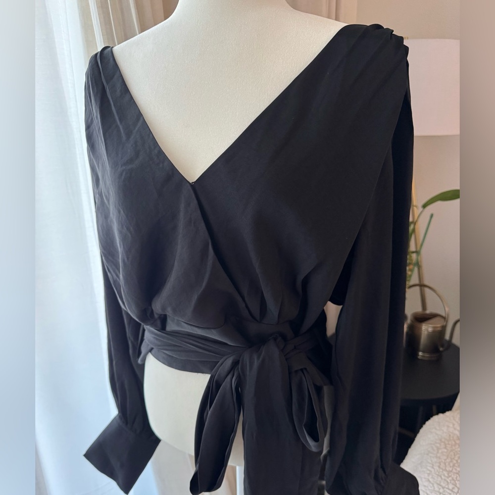 Banana Republic Elegant Black Wrap Blouse